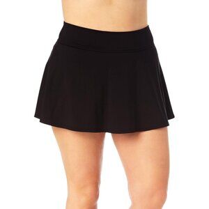 NWT Anne Cole Plus Size Soft Band Rock Swim Skirt Bottom MYPB41401 Black 18W